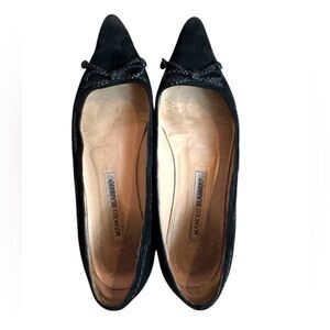 Manolo Blahnik Black Suede Flats